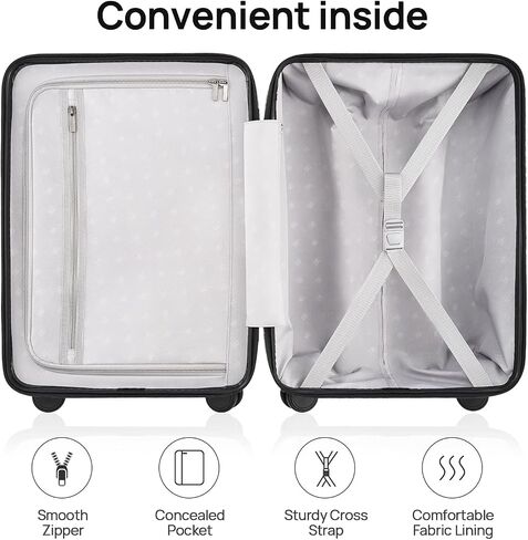 20" Carry on Luggage, Hard-Shell, TSA Lock, Lightweight, Spinner Suitcase Airline Approved in Kuwait