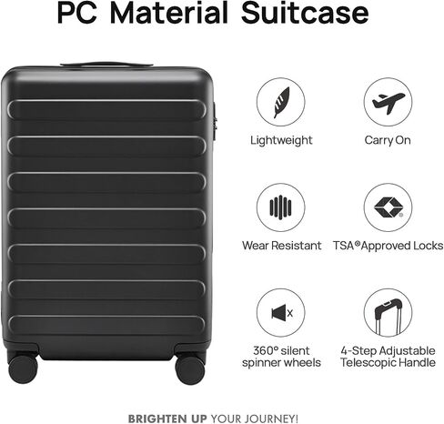20" Carry on Luggage, Hard-Shell, TSA Lock, Lightweight, Spinner Suitcase Airline Approved in Kuwait