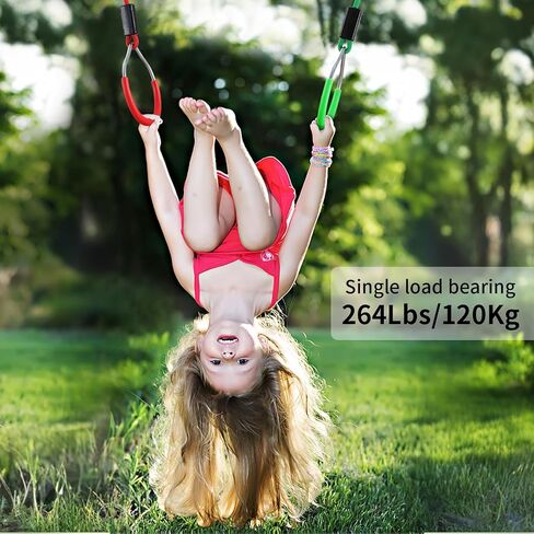 PELLOR Multi-Color Ninja Rings, Gymnastic Rings Backyard Playground Training Equipment Play for Kids & Adults, Swing Bar for Backyard Ninja Warrior Obstacle Course Kits in Kuwait