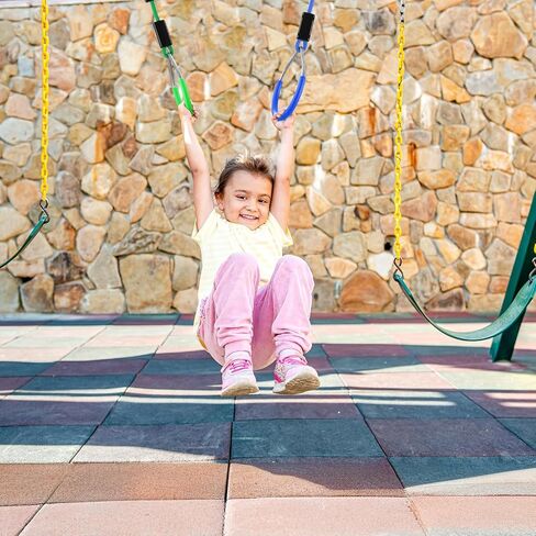 PELLOR Multi-Color Ninja Rings, Gymnastic Rings Backyard Playground Training Equipment Play for Kids & Adults, Swing Bar for Backyard Ninja Warrior Obstacle Course Kits in Kuwait