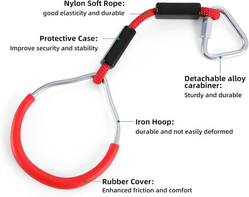 PELLOR Multi-Color Ninja Rings, Gymnastic Rings Backyard Playground Training Equipment Play for Kids & Adults, Swing Bar for Backyard Ninja Warrior Obstacle Course Kits in Kuwait