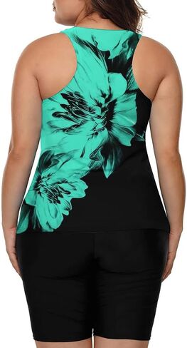 LALAGEN Womens 2024 Plus Size Tankini Swimsuit Rash Guard Capris Athletic Two Piece Swimwear Bathing Suit Purple Leaves L in Saudi Arabia