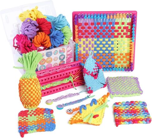 daheypong Weaving Loom Kit Toys, Arts and Crafts for Kids and Adults, Ideal Gifts for Girls, Potholder Weaving Loom Kits with Portable Box and Craft Loops, Craft Potholders and Friendship Bracelets in Kuwait