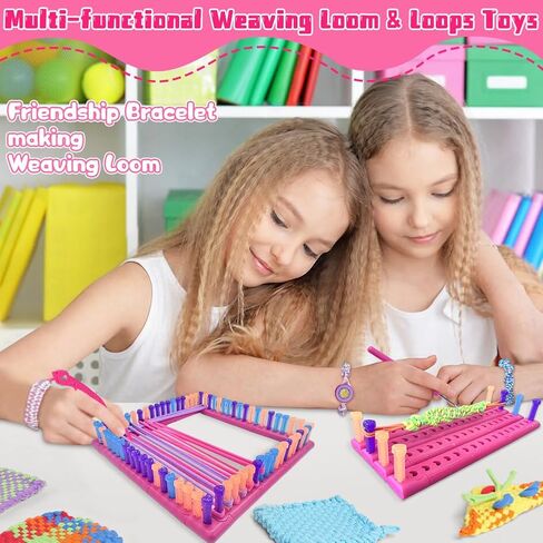 daheypong Weaving Loom Kit Toys, Arts and Crafts for Kids and Adults, Ideal Gifts for Girls, Potholder Weaving Loom Kits with Portable Box and Craft Loops, Craft Potholders and Friendship Bracelets in Kuwait