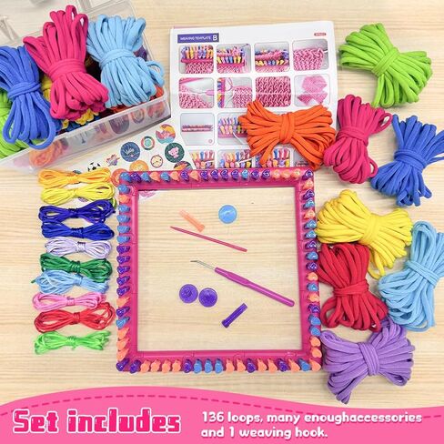 daheypong Weaving Loom Kit Toys, Arts and Crafts for Kids and Adults, Ideal Gifts for Girls, Potholder Weaving Loom Kits with Portable Box and Craft Loops, Craft Potholders and Friendship Bracelets in Kuwait