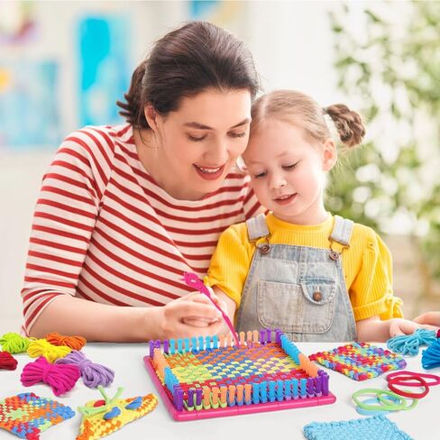 daheypong Weaving Loom Kit Toys, Arts and Crafts for Kids and Adults, Ideal Gifts for Girls, Potholder Weaving Loom Kits with Portable Box and Craft Loops, Craft Potholders and Friendship Bracelets in Kuwait