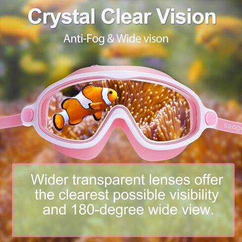 Seago 2 Pack Kids Goggles for Swimming No Leaking Anti-Fog Outer Eye Fit with Wide View UV Protection Crystal Clear Watertight Swim Goggles with nose cover Suitable for Youth Girls Boys Age 3 to 15 in Saudi Arabia