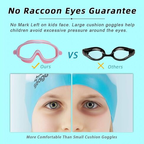 Seago 2 Pack Kids Goggles for Swimming No Leaking Anti-Fog Outer Eye Fit with Wide View UV Protection Crystal Clear Watertight Swim Goggles with nose cover Suitable for Youth Girls Boys Age 3 to 15 in Saudi Arabia
