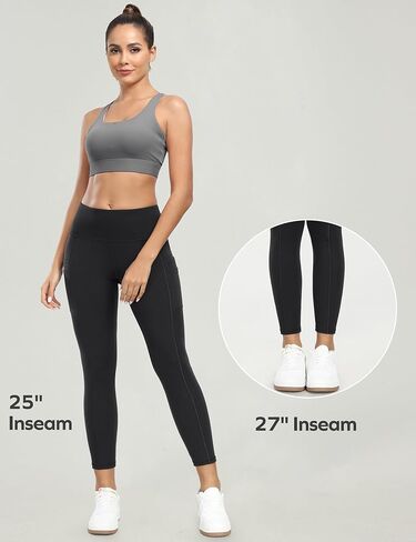 Ewedoos Yoga Pants with Pockets High Waisted Leggings with Pockets for Women Tummy Control Gym Leggings Workout Pants Gray in Saudi Arabia
