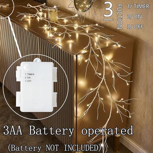 فودديوس مضاءة بطارية أغطية الزيتون التي تعمل مع توقيت 96 LED Fairy Lights 6ft ، Mantle Fireplace Vine Garland مع أضواء لزخرفة عيد الفصح الربيع عيد الميلاد حفل زفاف in Kuwait