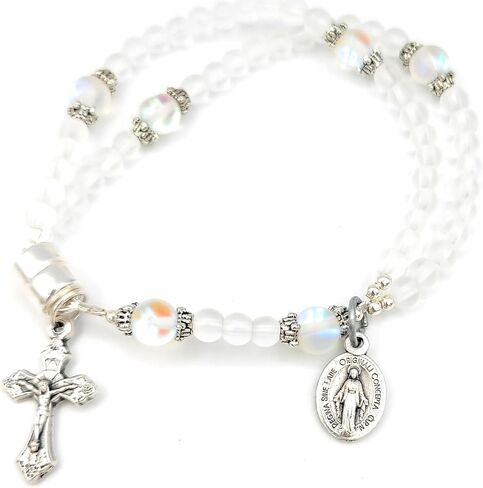 Wrist Rosary Frosted Clear Glass in Saudi Arabia