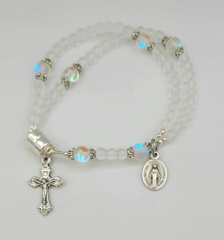 Wrist Rosary Frosted Clear Glass in Saudi Arabia