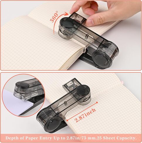 Temiary Swing-Arm Stapler Stapler مع 400 Staples ، 360 درجة تدوير سطح المكتب Staplers للكتيب أو الكتب ملزمة ، سعة 25 ورقة للمكتب المكتبي الفصول المكتبية (الأرجواني) in Saudi Arabia