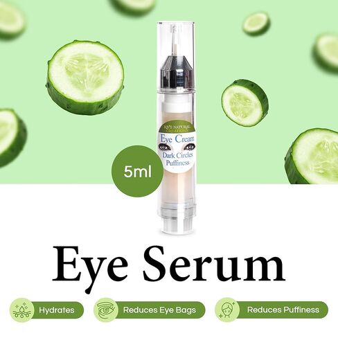KBS Creation Creation Serum - يستهدف الدوائر الداكنة ، والانتفاخ تحت العين ، وأقدام الغربان ويقلل من الخطوط الدقيقة والتجاعيد ، وعلاج أكياس العين الأساسية للرجال والنساء ، ورائحة الخيار ، 10 مل. in Kuwait