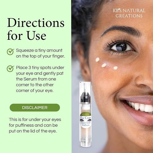 KBS Creation Creation Serum - يستهدف الدوائر الداكنة ، والانتفاخ تحت العين ، وأقدام الغربان ويقلل من الخطوط الدقيقة والتجاعيد ، وعلاج أكياس العين الأساسية للرجال والنساء ، ورائحة الخيار ، 10 مل. in Kuwait