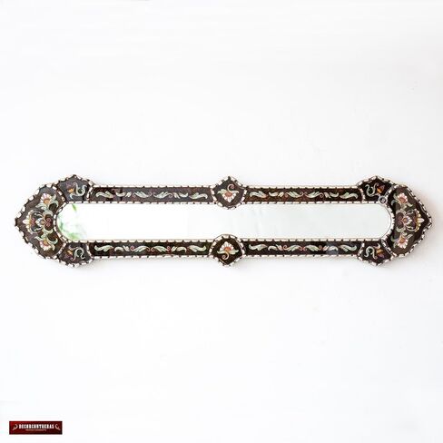 مرآة جدار ضيقة طويلة سوداء 35.4 "طويل | الطلاء على الزجاج ديكور جدار المرآة النحيفة | ورقة فضية خشبية مؤطرة مرآة ضيقة لغرفة المعيشة (الفضة) in Kuwait