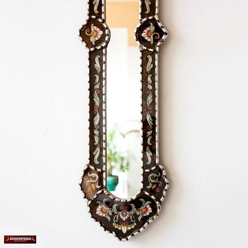 مرآة جدار ضيقة طويلة سوداء 35.4 "طويل | الطلاء على الزجاج ديكور جدار المرآة النحيفة | ورقة فضية خشبية مؤطرة مرآة ضيقة لغرفة المعيشة (الفضة) in Kuwait