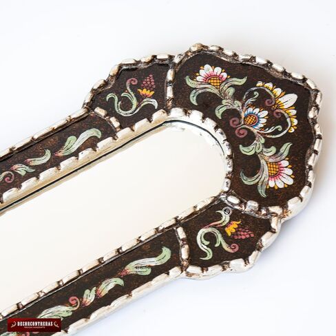مرآة جدار ضيقة طويلة سوداء 35.4 "طويل | الطلاء على الزجاج ديكور جدار المرآة النحيفة | ورقة فضية خشبية مؤطرة مرآة ضيقة لغرفة المعيشة (الفضة) in Kuwait