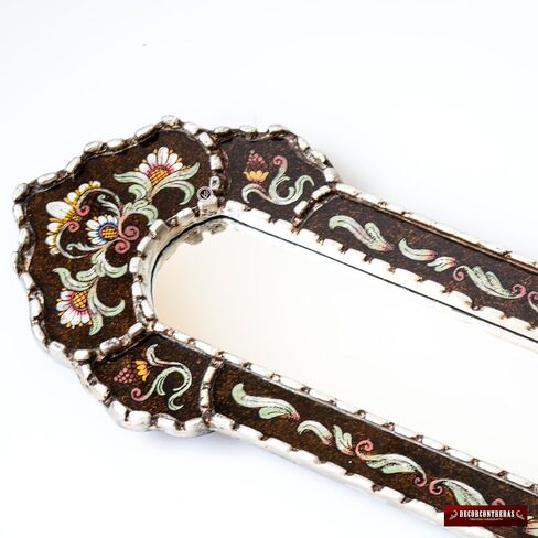 مرآة جدار ضيقة طويلة سوداء 35.4 "طويل | الطلاء على الزجاج ديكور جدار المرآة النحيفة | ورقة فضية خشبية مؤطرة مرآة ضيقة لغرفة المعيشة (الفضة) in Kuwait