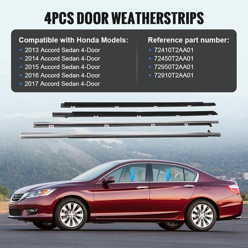 Newsmarts 4 قطعة السير الوقائي النوافذ ختم حزام الباب صب الطقس قطاع لهوندا سيفيك 2006-2011 يستبدل #72450-SNA-A01 72410-SNA-A01 72950-SNA-A01 72910-SNA-A01 in Kuwait