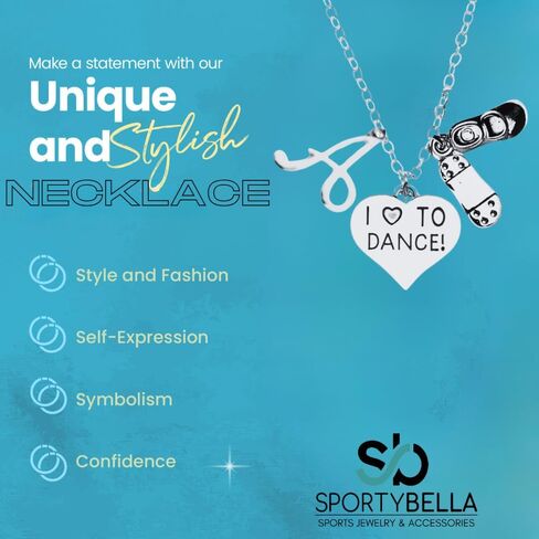 Personalized Love to Dance Tap Shoe Initial Necklace, Dance Jewelry, Tap Necklace, Gift For Dancers, Dance Recitals, Dance Teams & Dance Teachers in Saudi Arabia