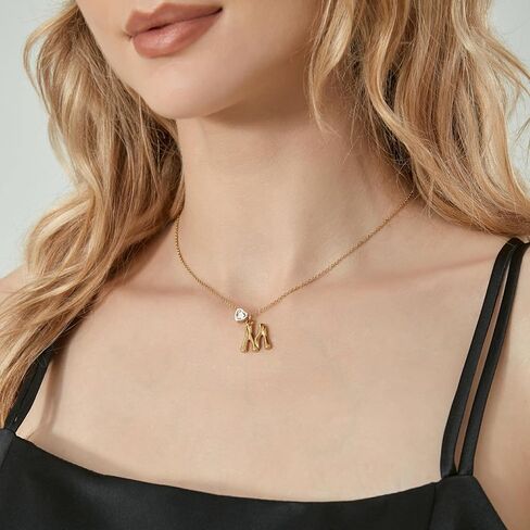 Gold Initial Necklaces for Women,18k Gold Plated Heart Necklace for Girl,Handmade Personalized Necklaces as Gift on Mother's Day, Anniversaries, Birthdays, etc. (A) in Saudi Arabia