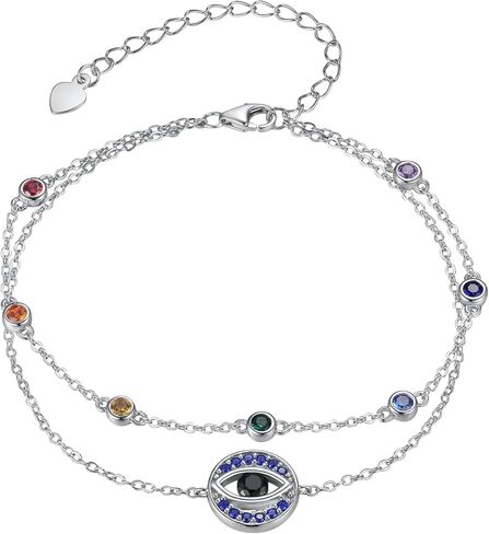qielizhu Chakra Anklet Sterling Silver Lotus Bracelet Layered Anklet Chakra Jewelry Gifts for Women Girls in Saudi Arabia