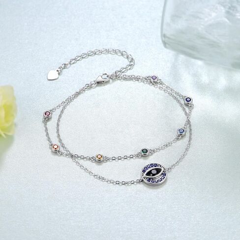 qielizhu Chakra Anklet Sterling Silver Lotus Bracelet Layered Anklet Chakra Jewelry Gifts for Women Girls in Saudi Arabia