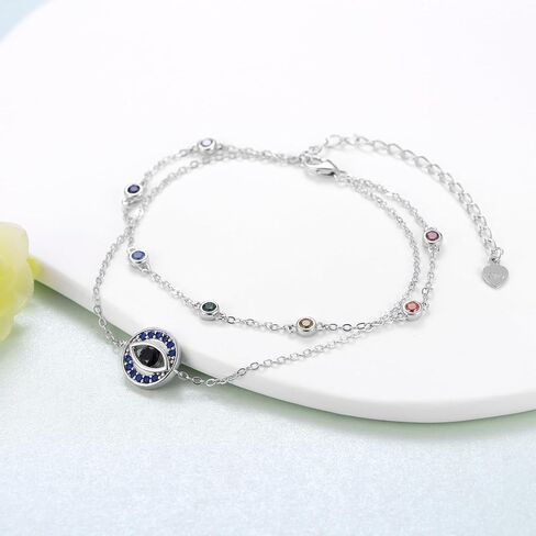 qielizhu Chakra Anklet Sterling Silver Lotus Bracelet Layered Anklet Chakra Jewelry Gifts for Women Girls in Saudi Arabia