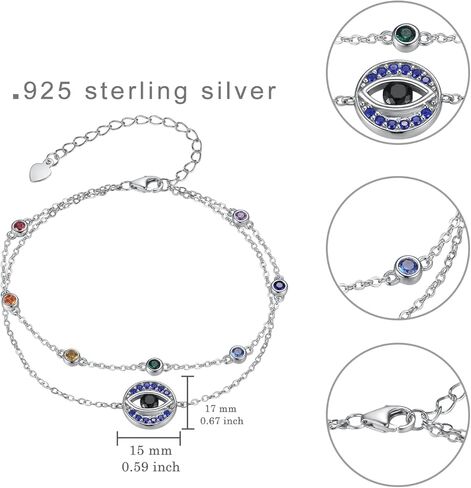 qielizhu Chakra Anklet Sterling Silver Lotus Bracelet Layered Anklet Chakra Jewelry Gifts for Women Girls in Saudi Arabia