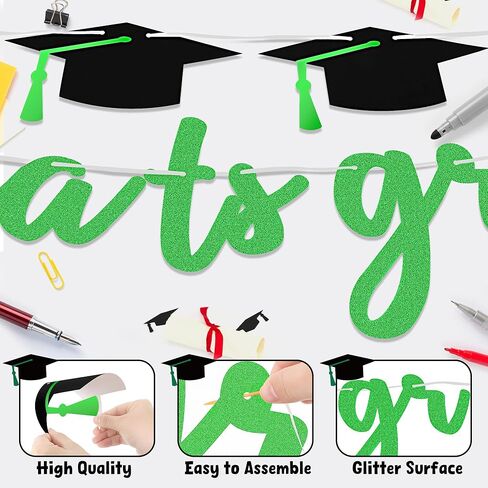 لافتة ديكور التخرج ، ديكورات التخرج 2025 ، لافتة غريتر بلاك بريق ، فئة 2025 جارلاند لكلية المدارس الثانوية. in Kuwait