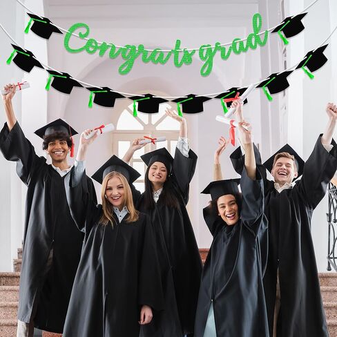 لافتة ديكور التخرج ، ديكورات التخرج 2025 ، لافتة غريتر بلاك بريق ، فئة 2025 جارلاند لكلية المدارس الثانوية. in Kuwait