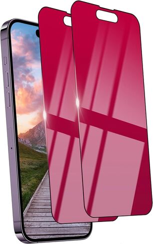 عبوتان من واقي شاشة الخصوصية لهاتف iPhone 15 Pro Max [9H+ صلابة] زجاج مقسى وردي مقاس 6.7 بوصة موفر خاص مضاد للضوء الأزرق ومضاد للخدش وتغطية كاملة ومضاد للفقاعات in Saudi Arabia