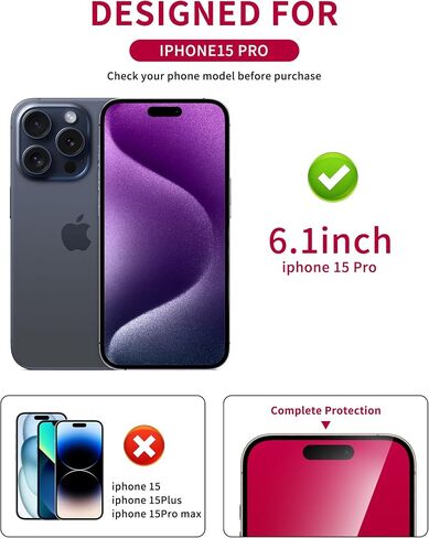 عبوتان من واقي شاشة الخصوصية لهاتف iPhone 15 Pro Max [9H+ صلابة] زجاج مقسى وردي مقاس 6.7 بوصة موفر خاص مضاد للضوء الأزرق ومضاد للخدش وتغطية كاملة ومضاد للفقاعات in Saudi Arabia