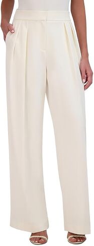BCBGMAXAZRIA Women's High Waisted Wide Leg Pant Front Pleats Functional Pockets Trouser in Saudi Arabia