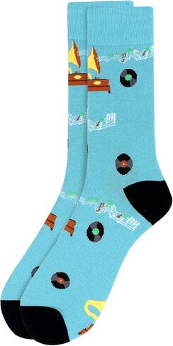Forest & Twelfth Men’s Crew Cut Socks, Music & Instrument Themes, Fun and Unique Graphic Socks, One Size Fits Most in Kuwait