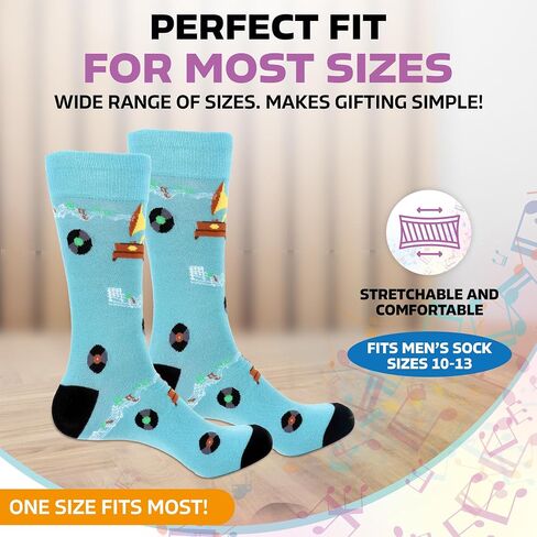 Forest & Twelfth Men’s Crew Cut Socks, Music & Instrument Themes, Fun and Unique Graphic Socks, One Size Fits Most in Kuwait