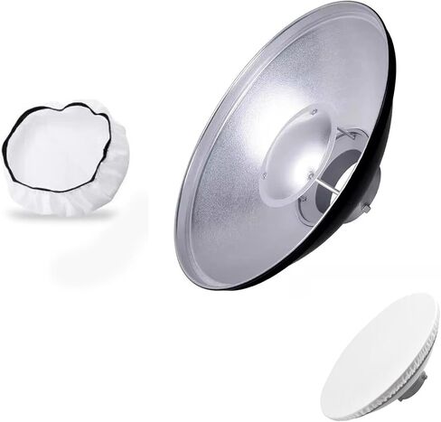 Godox 16.5 بوصة/42 سم طبق الجمال الأبيض Bowens Mount عاكس مع ناشر أبيض، معدل الضوء لـ Bowens Mount Studio Strobe Flash Light Monolight لـ Godox SK400II، AD600Pro، AD600BM، MS300 in Saudi Arabia