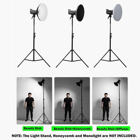 Godox 16.5 بوصة/42 سم طبق الجمال الأبيض Bowens Mount عاكس مع ناشر أبيض، معدل الضوء لـ Bowens Mount Studio Strobe Flash Light Monolight لـ Godox SK400II، AD600Pro، AD600BM، MS300 in Saudi Arabia