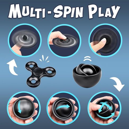 Fidget Toys Adults Pack 5Pcs,Fidget Spinner with Magnetic Rings Gyro,Fidget Controller Autism Sensory Toys,ADHD Stress Anxiety Desk Fidgets,Easter Basket Stuffers for Kids Teen Boys(BK) in Saudi Arabia