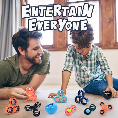 Fidget Toys Adults Pack 5Pcs,Fidget Spinner with Magnetic Rings Gyro,Fidget Controller Autism Sensory Toys,ADHD Stress Anxiety Desk Fidgets,Easter Basket Stuffers for Kids Teen Boys(BK) in Saudi Arabia