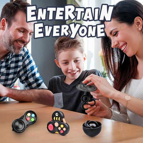 Fidget Toys Adults Pack 5Pcs,Fidget Spinner with Magnetic Rings Gyro,Fidget Controller Autism Sensory Toys,ADHD Stress Anxiety Desk Fidgets,Easter Basket Stuffers for Kids Teen Boys(BK) in Saudi Arabia