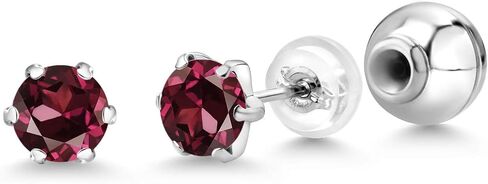 Gem Stone King Platinum Red Created Ruby Stud Earrings For Women (2.00 Cttw, Round 5MM) in Saudi Arabia