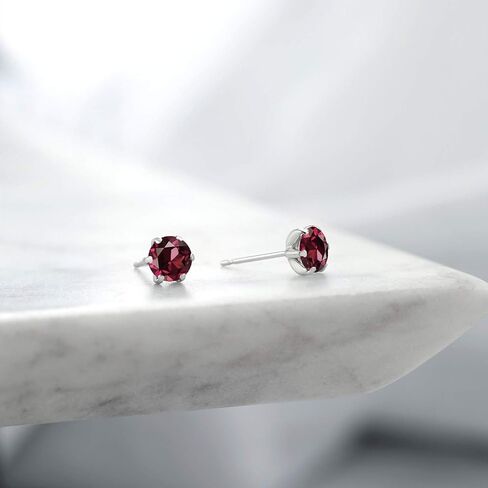 Gem Stone King Platinum Red Created Ruby Stud Earrings For Women (2.00 Cttw, Round 5MM) in Saudi Arabia