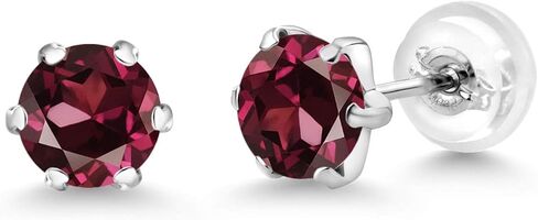Gem Stone King Platinum Red Created Ruby Stud Earrings For Women (2.00 Cttw, Round 5MM) in Saudi Arabia