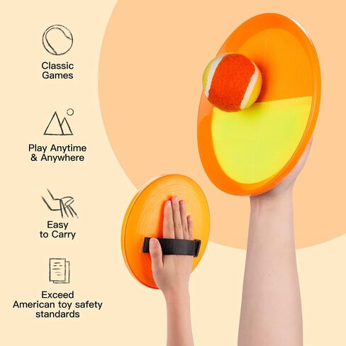 EVERICH Upgraded Toss and Catch Ball Game Set - Indoor and Outdoor Games for Kids 3-12, Beach Sand Pool Water Toy Includes 4 Paddles 4 Sticky Balls, Great Birthday Easter Gifts for Boys Girls in Kuwait