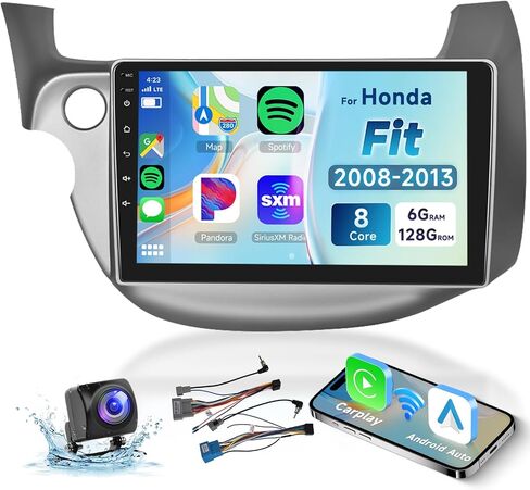 8 CORE 6G+128G Car Radio for Honda Fit 2008-2013 with Wireless Apple CarPlay/Android Auto, Podofo 10.1" 1280 * 720P IPS Touch Screen Stereo Android 13 GPS WiFi Bluetooth DSP SWC + HD Backup Camera in Saudi Arabia
