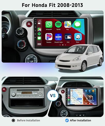 8 CORE 6G+128G Car Radio for Honda Fit 2008-2013 with Wireless Apple CarPlay/Android Auto, Podofo 10.1" 1280 * 720P IPS Touch Screen Stereo Android 13 GPS WiFi Bluetooth DSP SWC + HD Backup Camera in Saudi Arabia