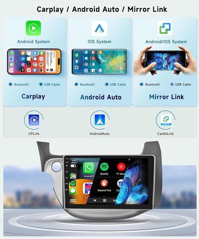 8 CORE 6G+128G Car Radio for Honda Fit 2008-2013 with Wireless Apple CarPlay/Android Auto, Podofo 10.1" 1280 * 720P IPS Touch Screen Stereo Android 13 GPS WiFi Bluetooth DSP SWC + HD Backup Camera in Saudi Arabia