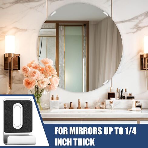 Metal Mirror Clips 1/4 Inch Wide Channel Mirror Holder Clips Mirror Clips for Wall Mounting Heavy Mirror Clips Hanger for Mirror Tile Picture Frame Mirror Hanging Hardware Kit 8 Pieces (Black) in Kuwait